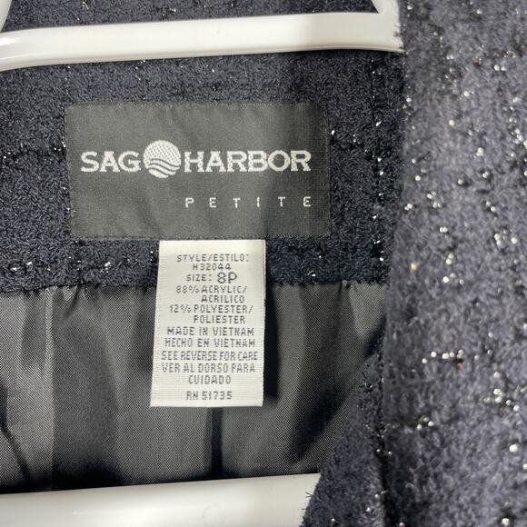 Sag Harbor Gray Button Up Collared Metallic Texture Shirt Coat Womens Petite 8 - Picture 2 of 5